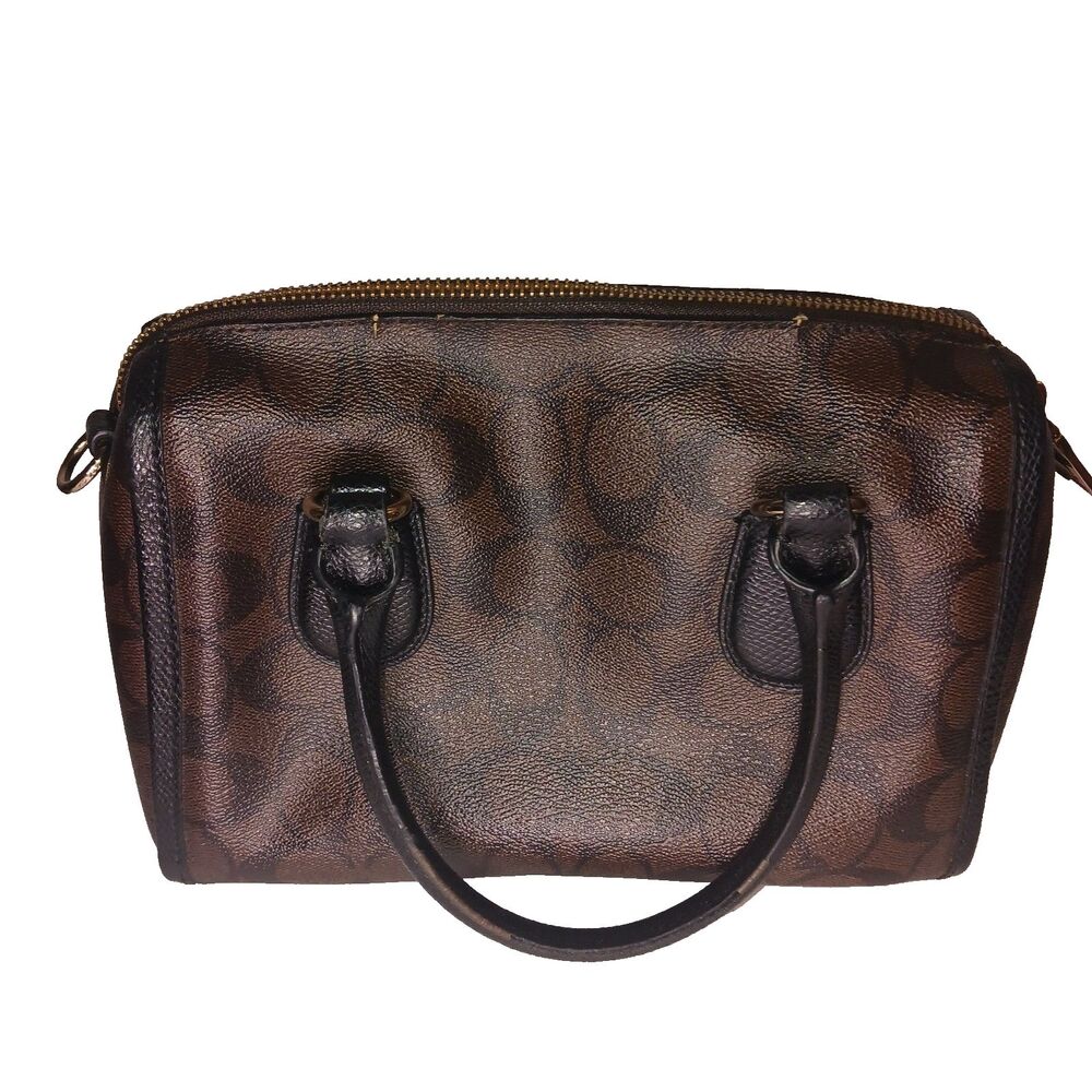 Coach Brown Signature Mini Satchel with Gold Hardware - Picture 13 of 13